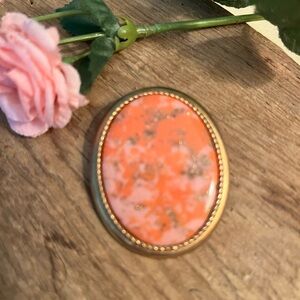 Sarah Coventry Orange and Gold Brooch